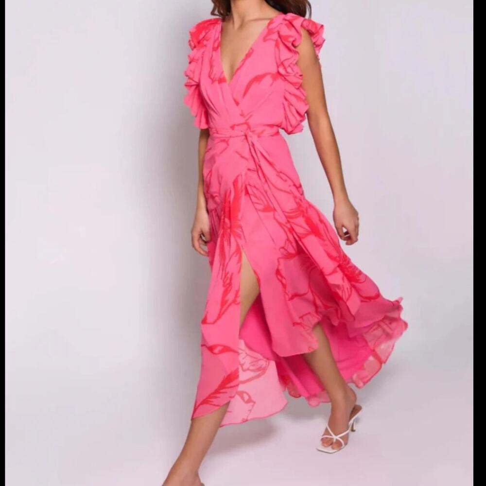 NWT Hutch Beck Chiffon Floral Wrap Maxi Dress Sz S